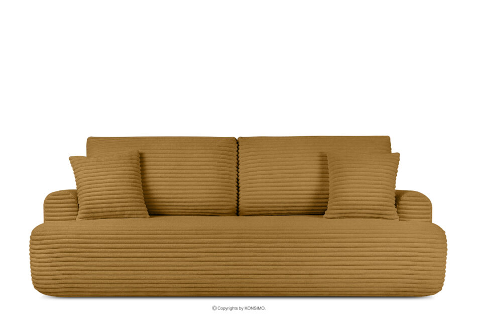 ELPHO Sofa 3 z funkcją spania w tkaninie sztruks żółty żółty - zdjęcie 0
