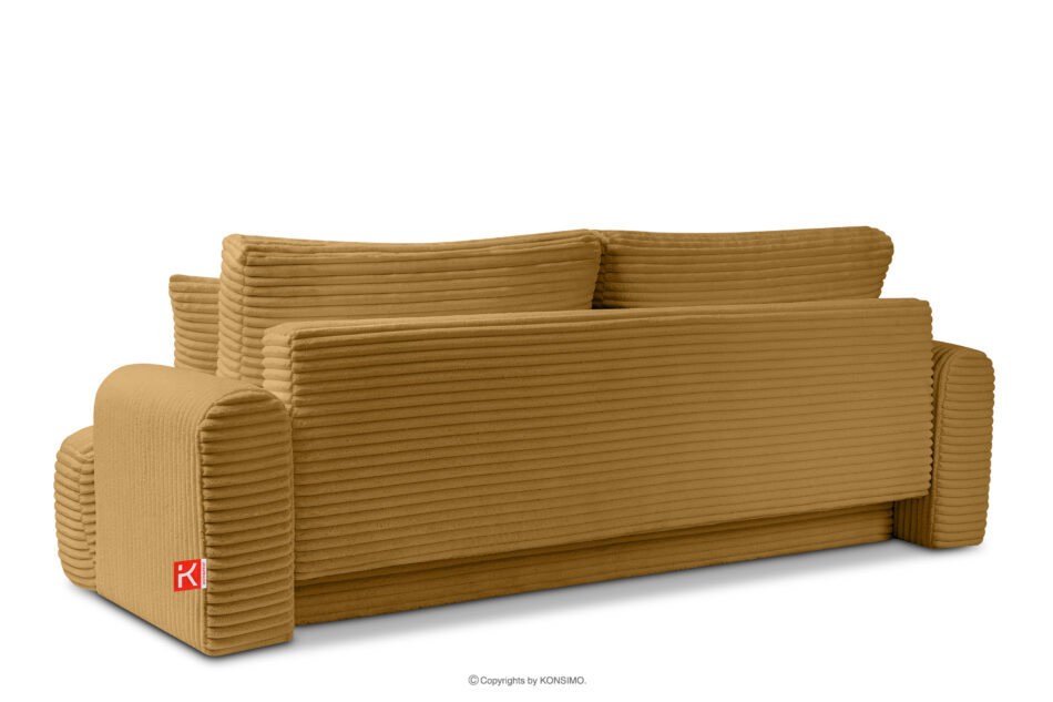 ELPHO Sofa 3 z funkcją spania w tkaninie sztruks żółty żółty - zdjęcie 3