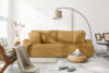 ELPHO Sofa 3 z funkcją spania w tkaninie sztruks żółty żółty - zdjęcie 11