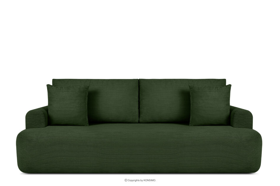 ELPHO Sofa trzyosobowa rozkładana w sztruksie zielony zielony - zdjęcie 0