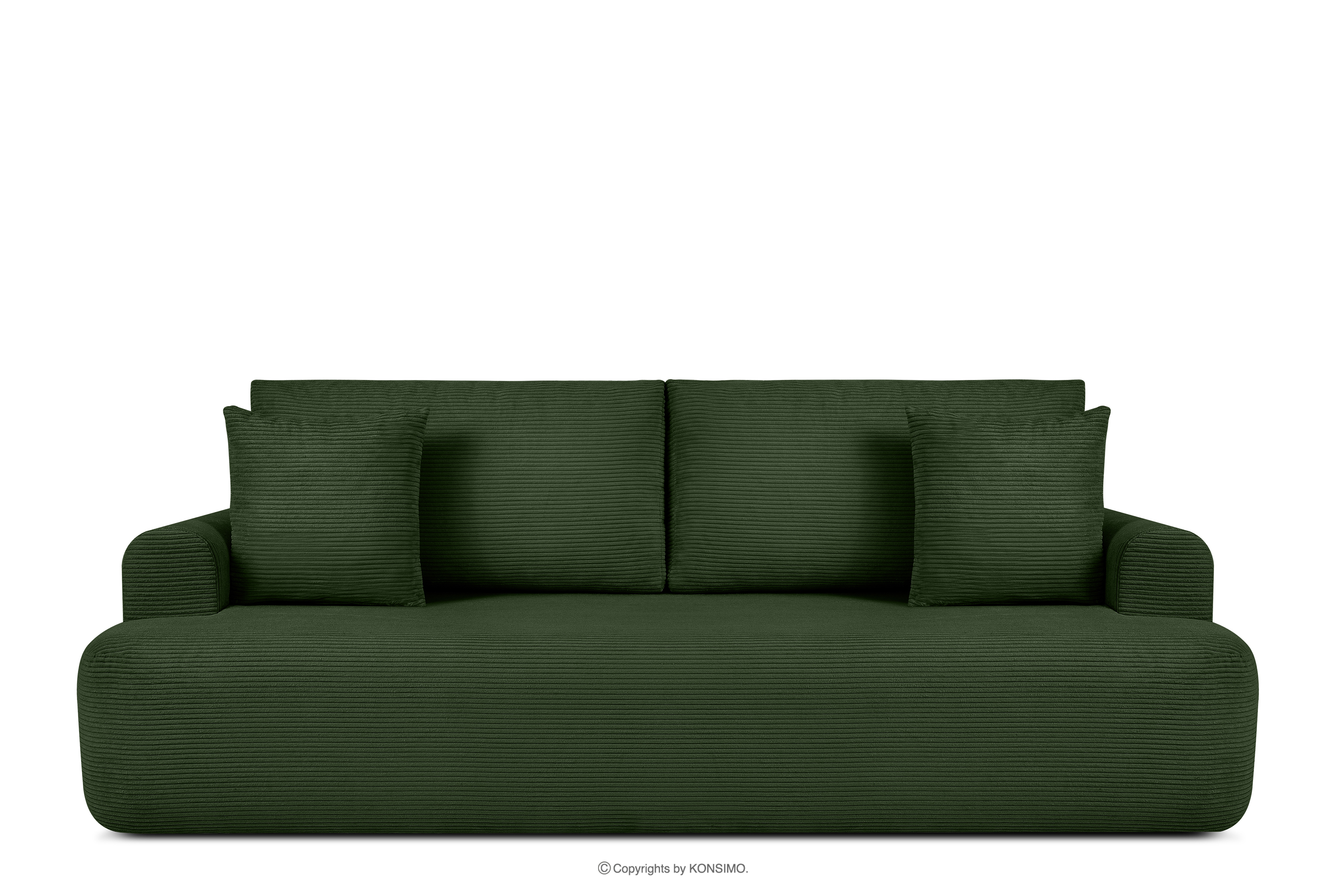 Sofa trzyosobowa rozkładana w sztruksie zielony