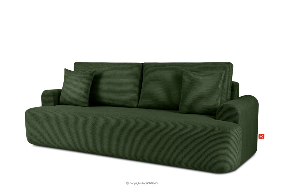 ELPHO Sofa trzyosobowa rozkładana w sztruksie zielony zielony - zdjęcie 2