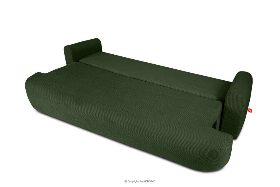 ELPHO Sofa trzyosobowa rozkładana w sztruksie zielony zielony - zdjęcie 4