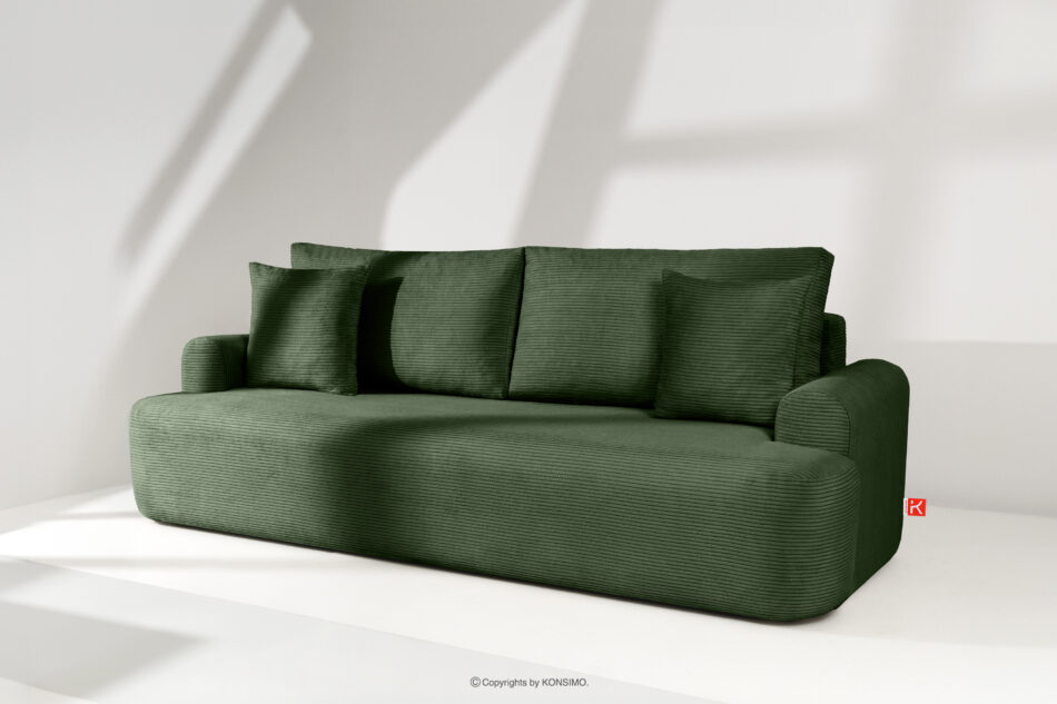 ELPHO Sofa trzyosobowa rozkładana w sztruksie zielony zielony - zdjęcie 1