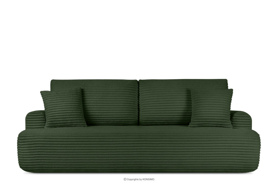 ELPHO Sofa 3 z funkcją spania w tkaninie sztruks ciemny zielony ciemny zielony - zdjęcie 0