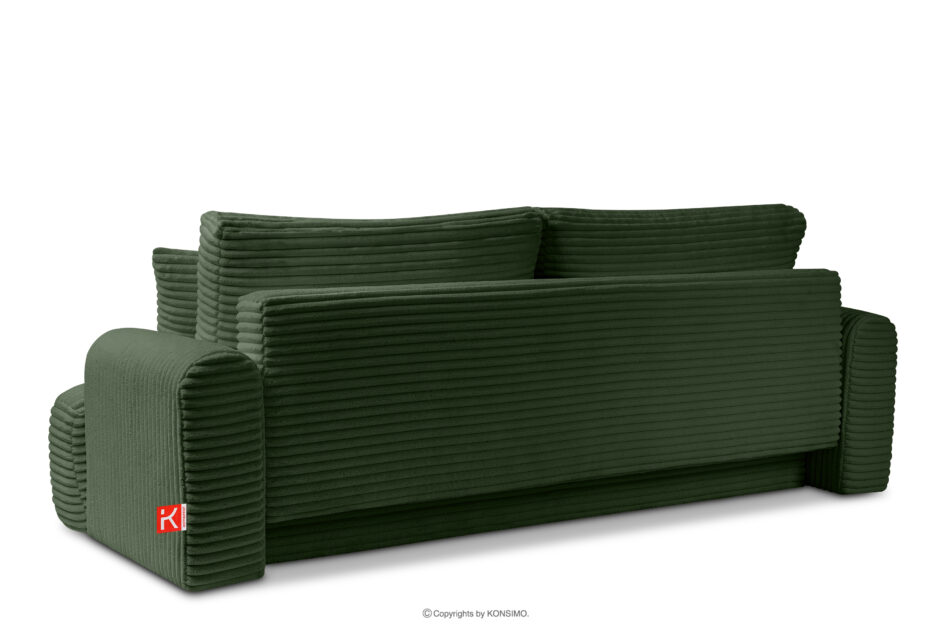 ELPHO Sofa 3 z funkcją spania w tkaninie sztruks ciemny zielony ciemny zielony - zdjęcie 3