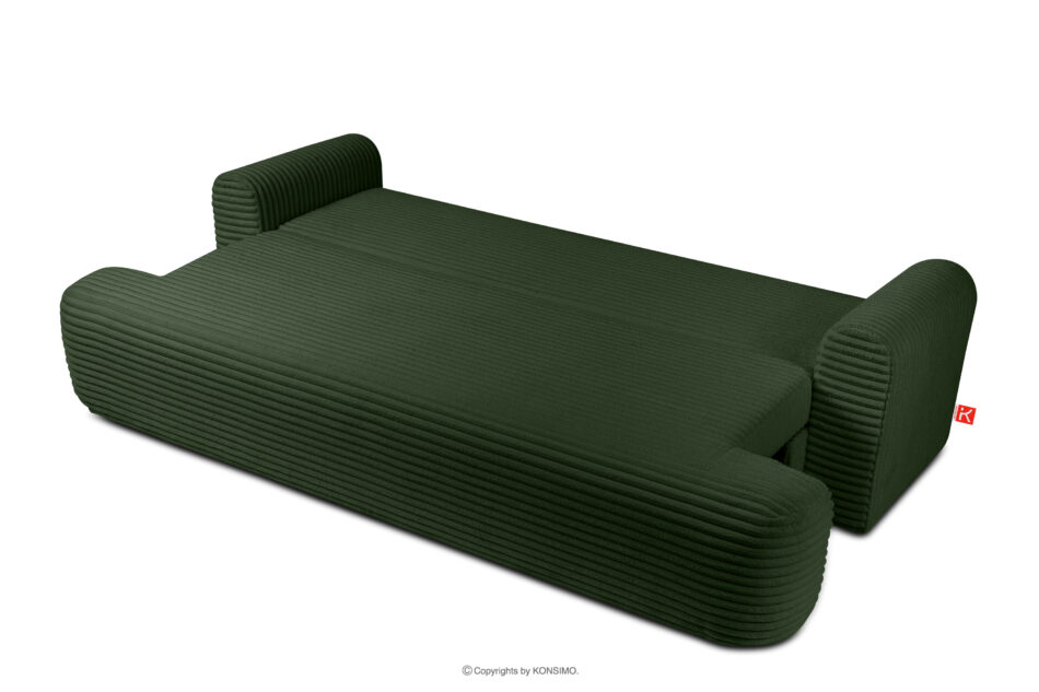 ELPHO Sofa 3 z funkcją spania w tkaninie sztruks ciemny zielony ciemny zielony - zdjęcie 4