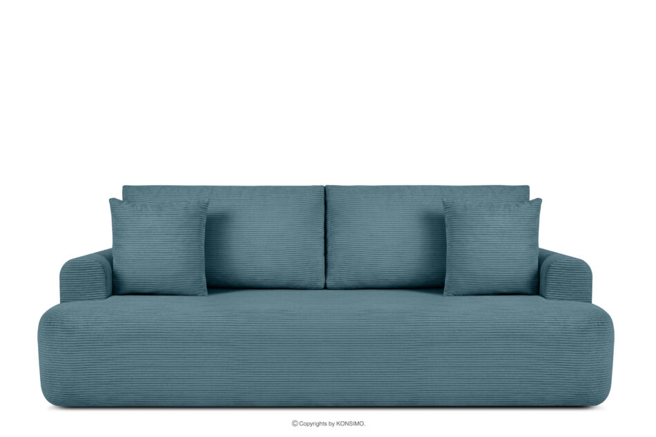 ELPHO Sofa trzyosobowa rozkładana w sztruksie niebieski niebieski - zdjęcie 0
