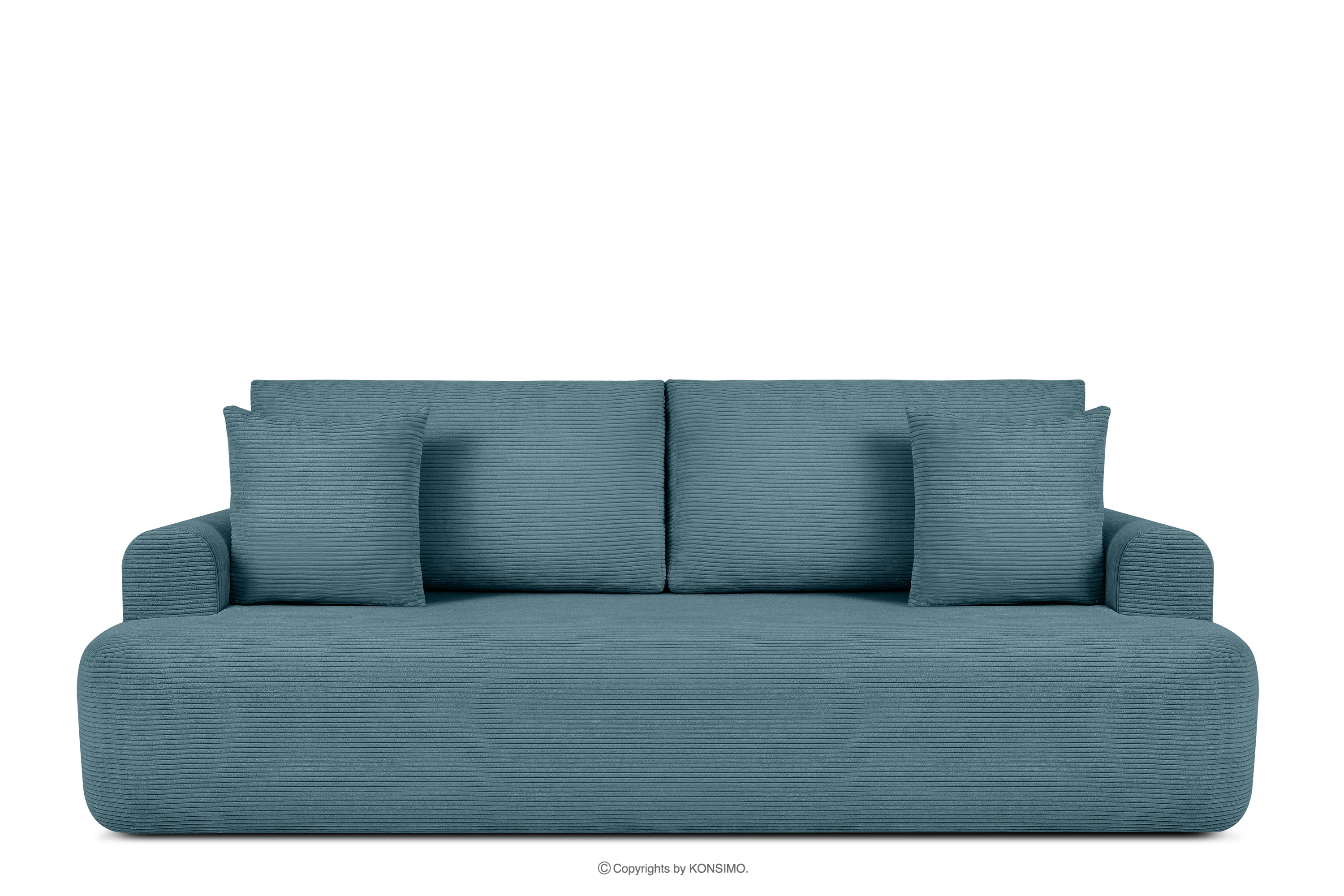 Sofa trzyosobowa rozkładana w sztruksie niebieski