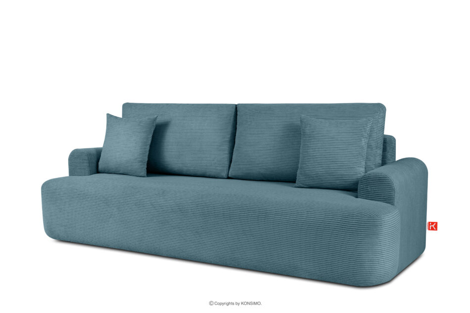 ELPHO Sofa trzyosobowa rozkładana w sztruksie niebieski niebieski - zdjęcie 2