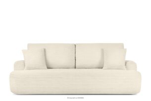 ELPHO, https://konsimo.pl/kolekcja/elpho/ Sofa 3 z funkcją spania w tkaninie sztruks kremowy kremowy - zdjęcie