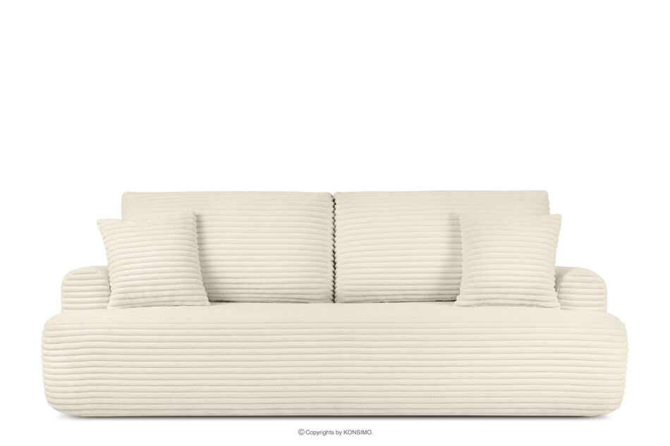 ELPHO Sofa 3 z funkcją spania w tkaninie sztruks kremowy kremowy - zdjęcie 0