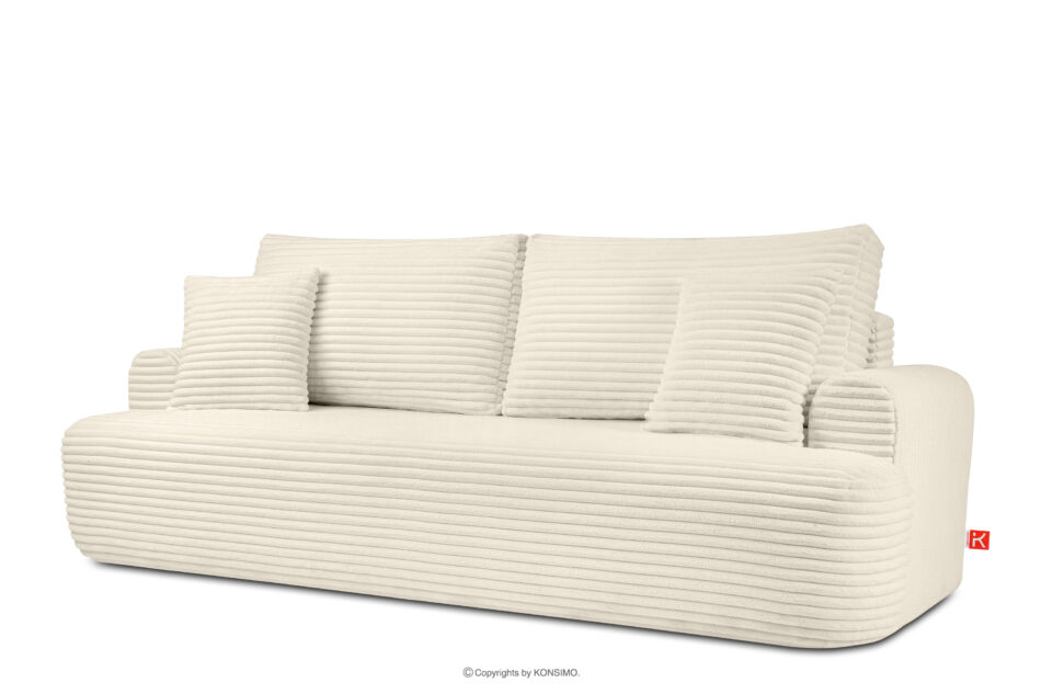 ELPHO Sofa 3 z funkcją spania w tkaninie sztruks kremowy kremowy - zdjęcie 2