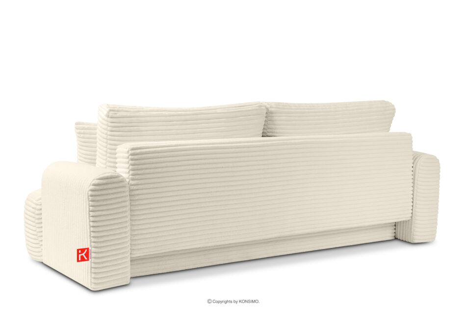 ELPHO Sofa 3 z funkcją spania w tkaninie sztruks kremowy kremowy - zdjęcie 3