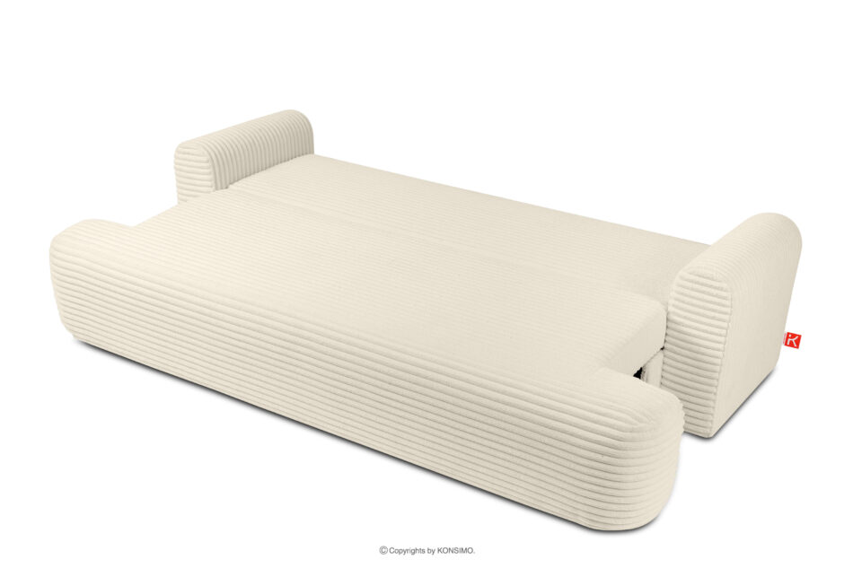 ELPHO Sofa 3 z funkcją spania w tkaninie sztruks kremowy kremowy - zdjęcie 4