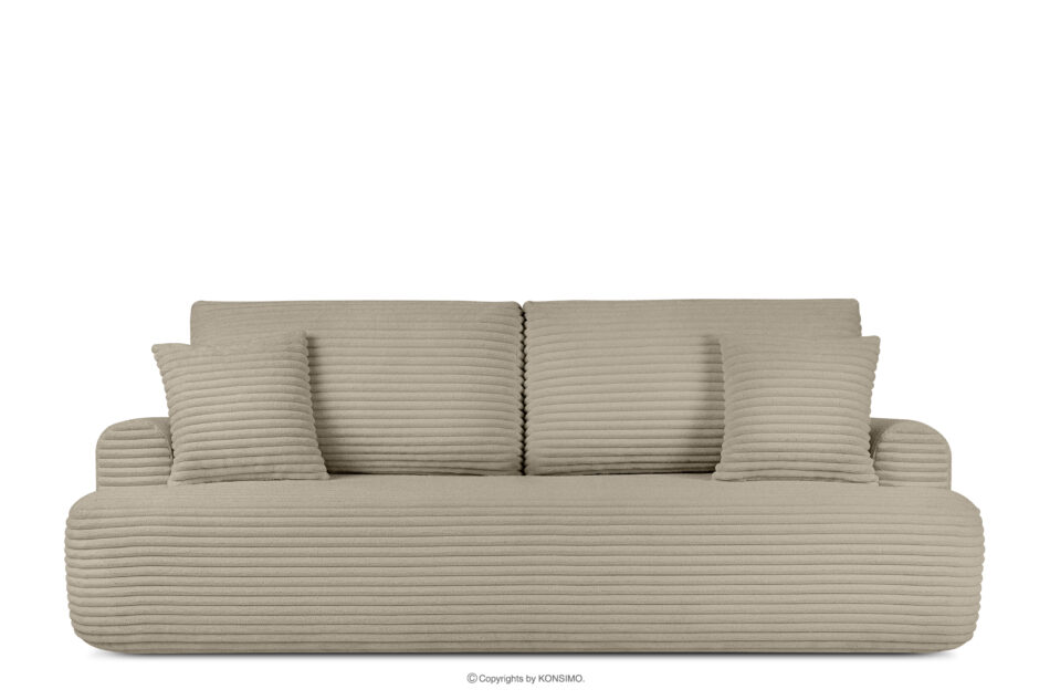 ELPHO Sofa 3 z funkcją spania w tkaninie sztruks beżowy beżowy - zdjęcie 0