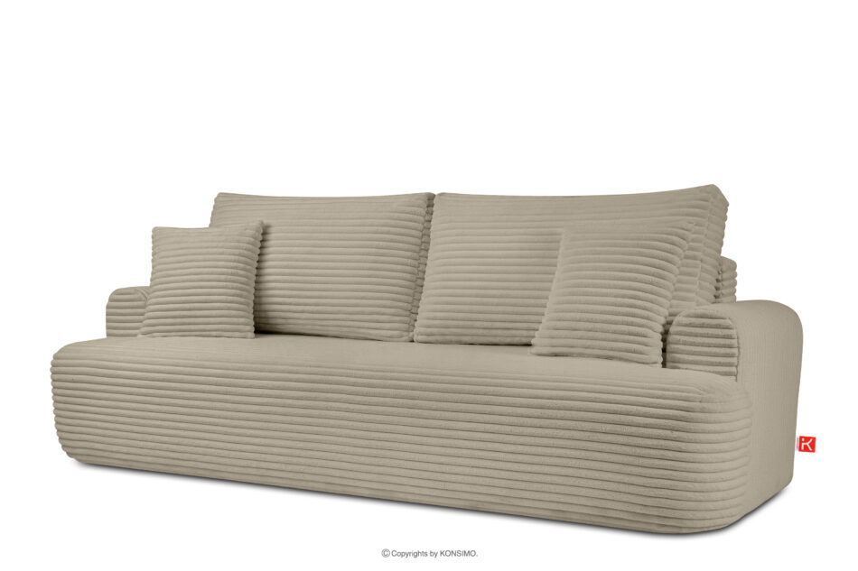 ELPHO Sofa 3 z funkcją spania w tkaninie sztruks beżowy beżowy - zdjęcie 2