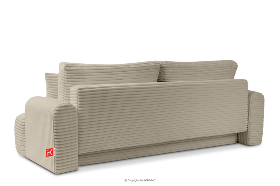 ELPHO Sofa 3 z funkcją spania w tkaninie sztruks beżowy beżowy - zdjęcie 3