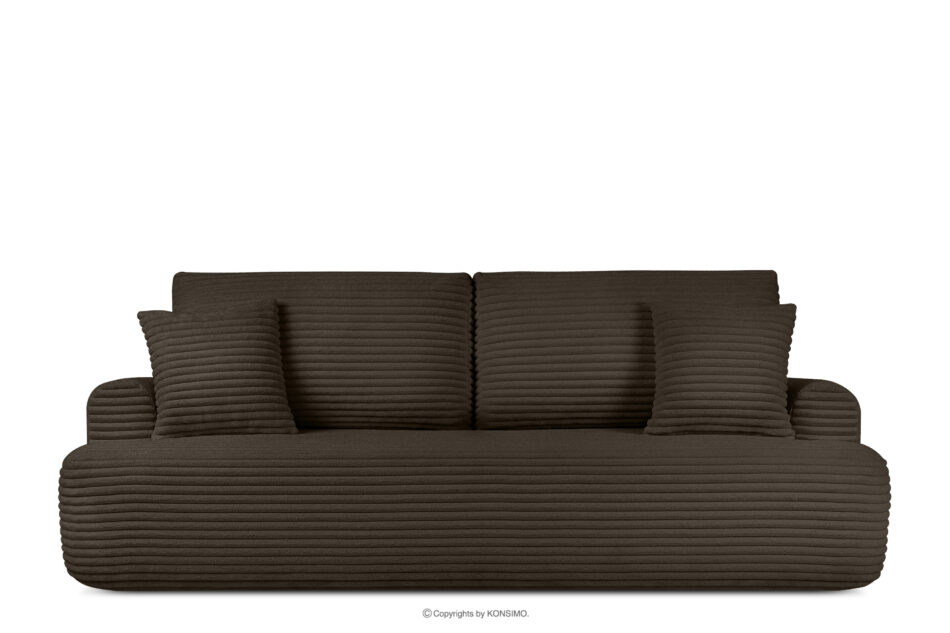 ELPHO Sofa 3 z funkcją spania w tkaninie sztruks brązowy brązowy - zdjęcie 0
