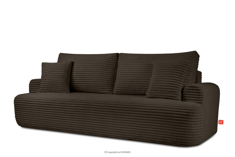 ELPHO Sofa 3 z funkcją spania w tkaninie sztruks brązowy brązowy - zdjęcie 2
