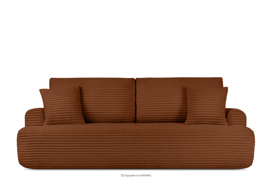 ELPHO Sofa 3 z funkcją spania w tkaninie sztruks rudy rudy - zdjęcie 0
