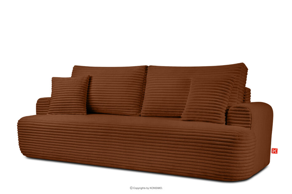 ELPHO Sofa 3 z funkcją spania w tkaninie sztruks rudy rudy - zdjęcie 2