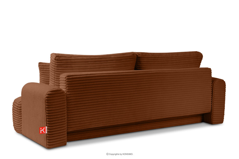 ELPHO Sofa 3 z funkcją spania w tkaninie sztruks rudy rudy - zdjęcie 3