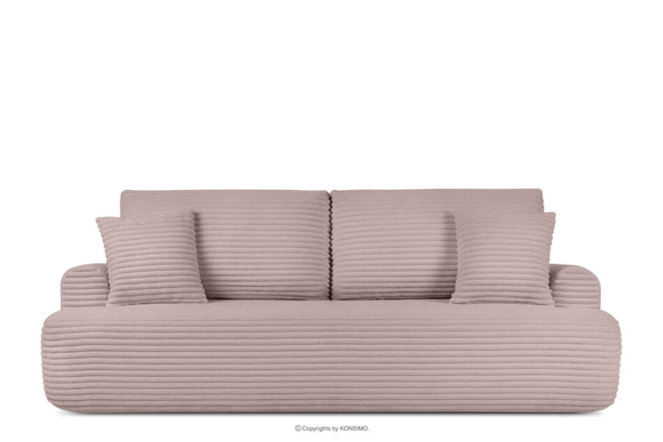 ELPHO Sofa 3 z funkcją spania w tkaninie sztruks różowy różowy - zdjęcie 0