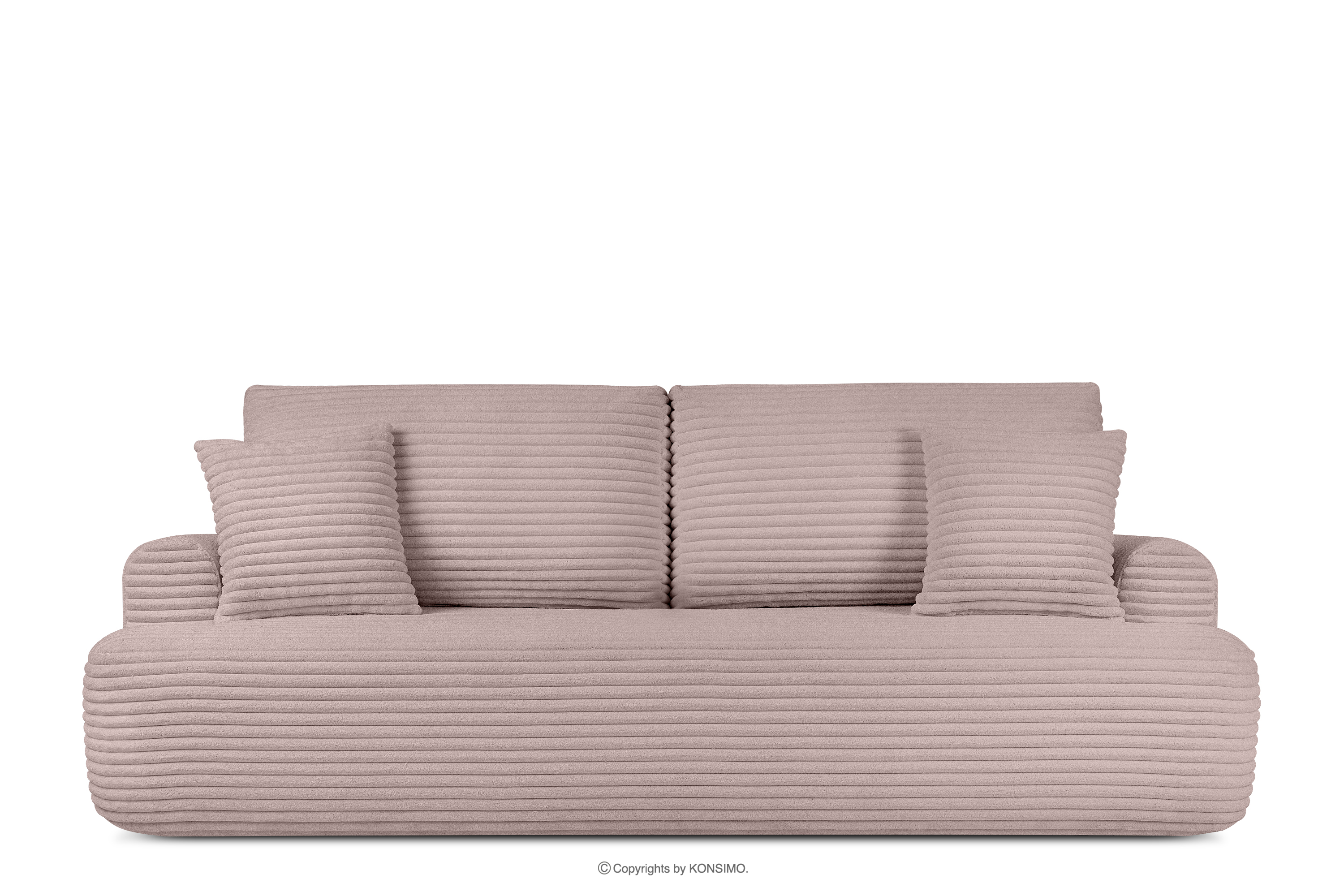 Sofa 3 z funkcją spania w tkaninie sztruks różowy