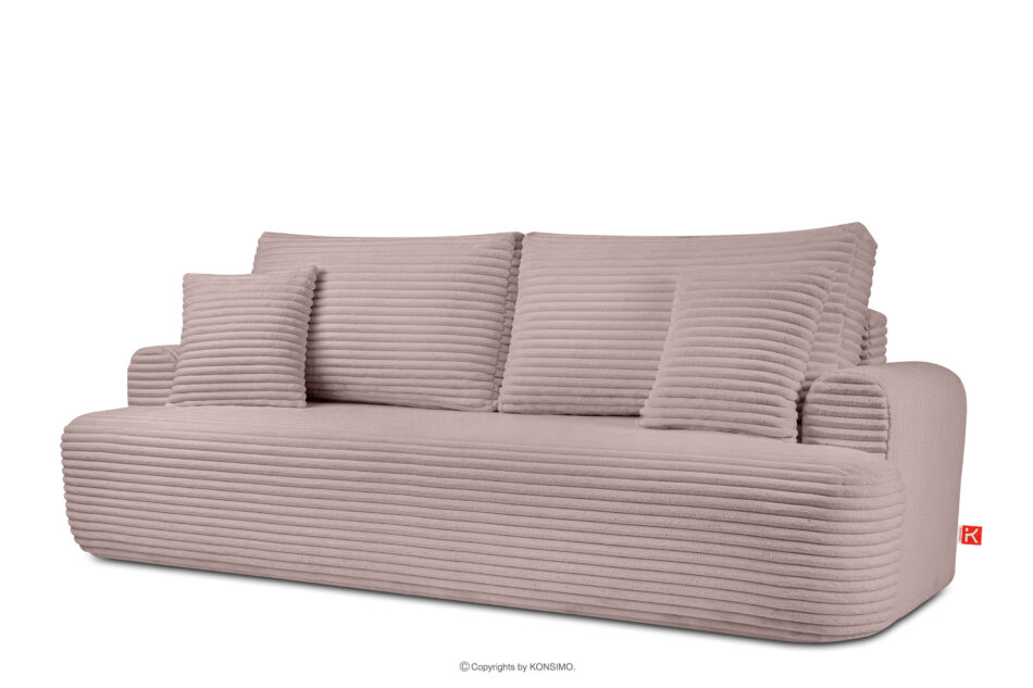 ELPHO Sofa 3 z funkcją spania w tkaninie sztruks różowy różowy - zdjęcie 2