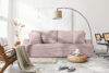 ELPHO Sofa 3 z funkcją spania w tkaninie sztruks różowy różowy - zdjęcie 11