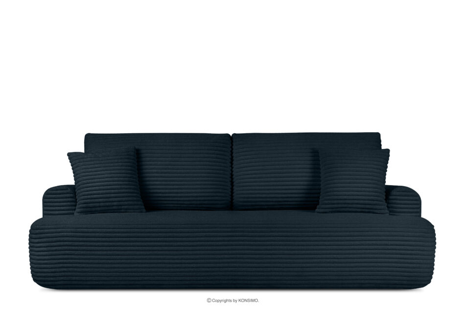 ELPHO Sofa 3 z funkcją spania w tkaninie sztruks granatowy granatowy - zdjęcie 0