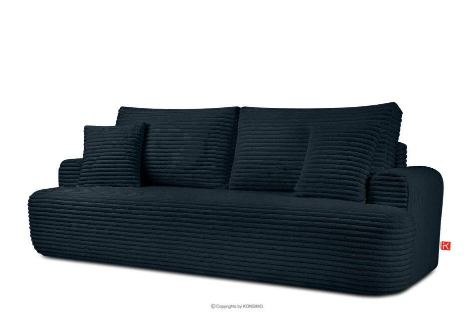 ELPHO Sofa 3 z funkcją spania w tkaninie sztruks granatowy granatowy - zdjęcie 2