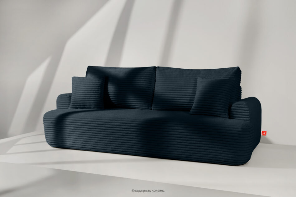ELPHO Sofa 3 z funkcją spania w tkaninie sztruks granatowy granatowy - zdjęcie 1
