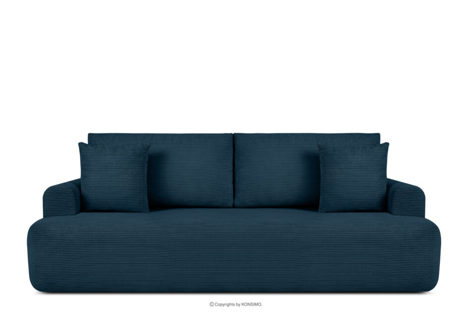 ELPHO Sofa trzyosobowa rozkładana w sztruksie ciemny niebieski ciemny niebieski - zdjęcie 0
