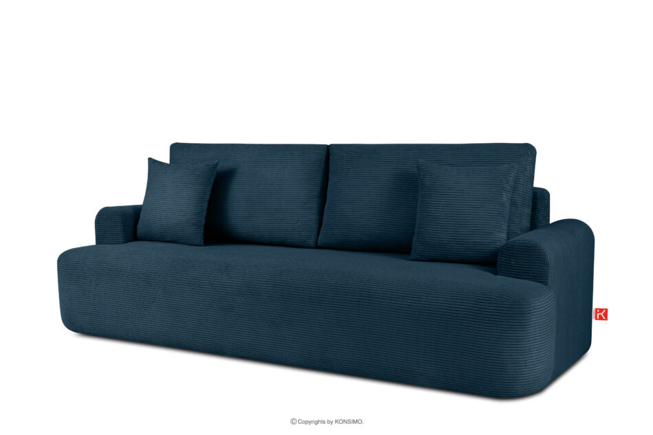 ELPHO Sofa trzyosobowa rozkładana w sztruksie ciemny niebieski ciemny niebieski - zdjęcie 2