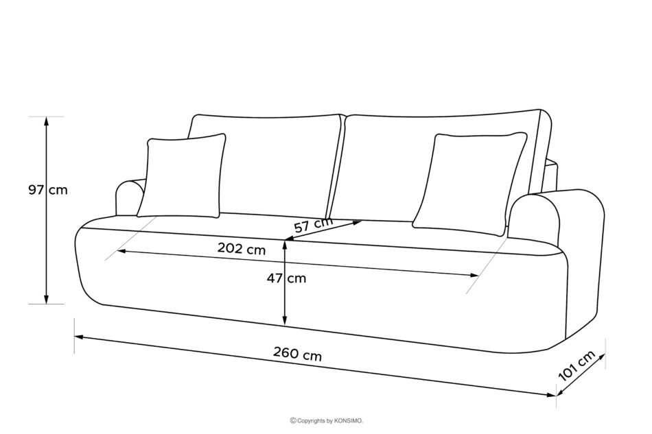 ELPHO Sofa 3 z funkcją spania w tkaninie sztruks jasny szary jasny szary - zdjęcie 11