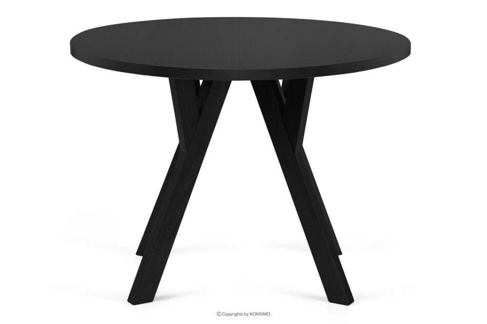 INDAGA Rozkładany okrągły stół 100-140 czarny matowy drewno bukowe czarny matowy - zdjęcie 0