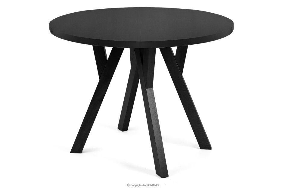 INDAGA Rozkładany okrągły stół 100-140 czarny matowy drewno bukowe czarny matowy - zdjęcie 3
