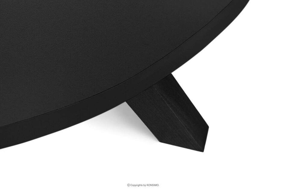INDAGA Rozkładany okrągły stół 100-140 czarny matowy drewno bukowe czarny matowy - zdjęcie 7