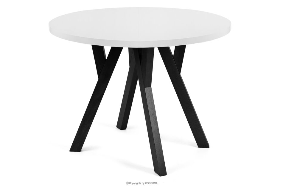 INDAGA Rozkładany okrągły stół 100-140 biały drewno bukowe biały - zdjęcie 3