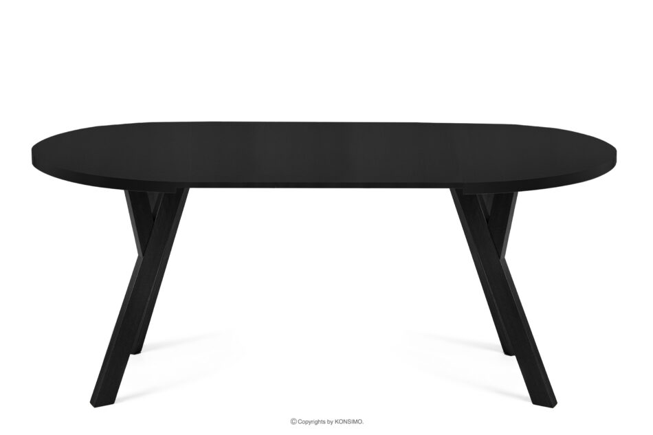 INDAGA Rozkładany okrągły stół 100-180 czarny matowy drewno bukowe czarny matowy - zdjęcie 3