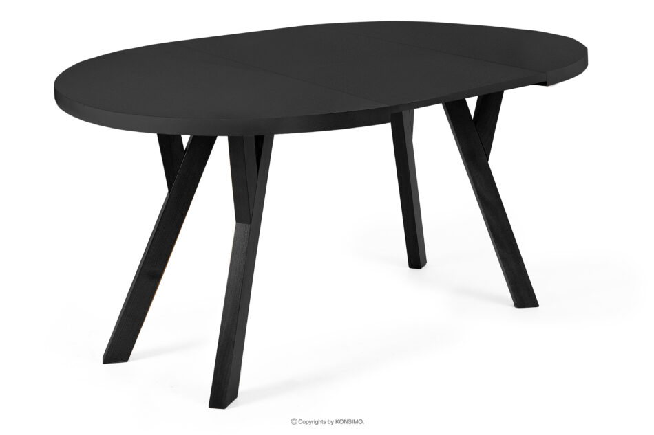 INDAGA Rozkładany okrągły stół 100-180 czarny matowy drewno bukowe czarny matowy - zdjęcie 5