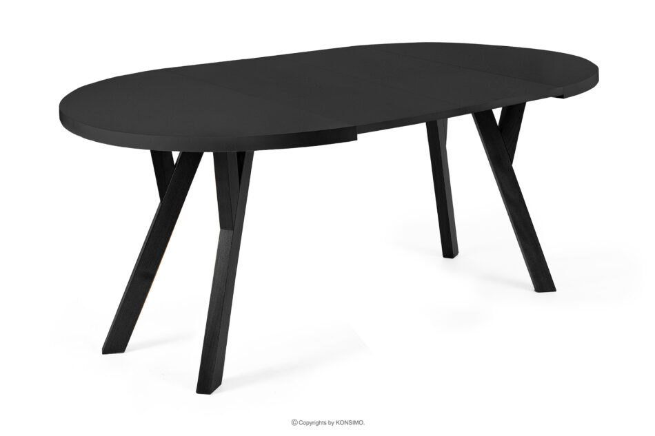 INDAGA Rozkładany okrągły stół 100-180 czarny matowy drewno bukowe czarny matowy - zdjęcie 6
