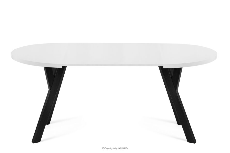 INDAGA Rozkładany okrągły stół 100-180 biały drewno bukowe biały - zdjęcie 3
