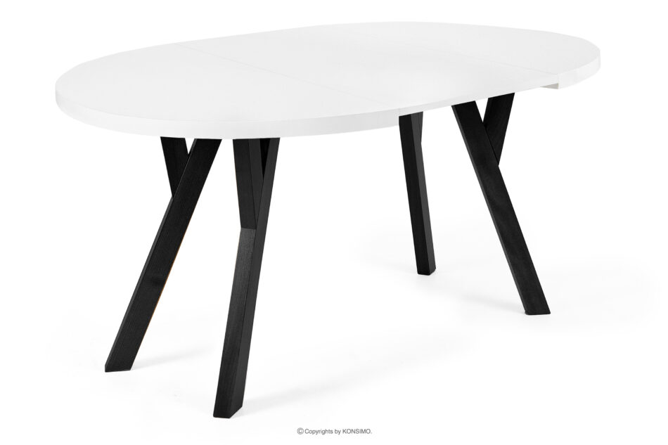 INDAGA Rozkładany okrągły stół 100-180 biały drewno bukowe biały - zdjęcie 5