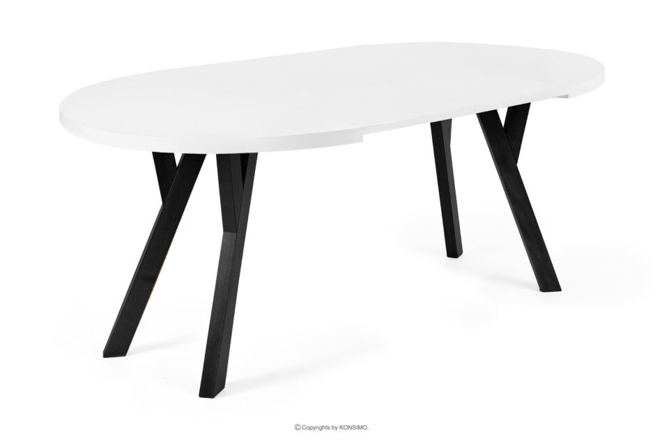 INDAGA Rozkładany okrągły stół 100-180 biały drewno bukowe biały - zdjęcie 6