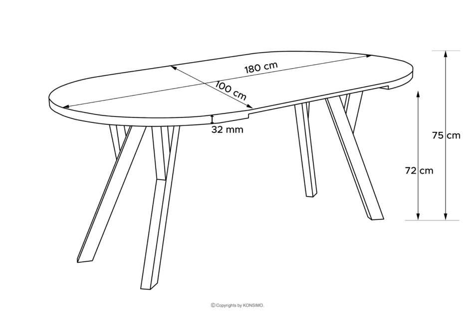 INDAGA Rozkładany okrągły stół 100-180 biały drewno bukowe biały - zdjęcie 14