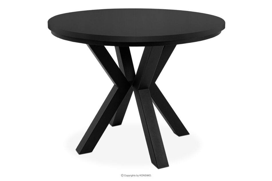 ROSTEL Okrągły stół rozkładany 100-180 czarny matowy czarny matowy - zdjęcie 4