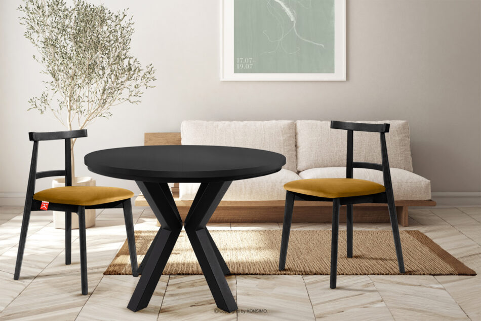 ROSTEL Okrągły stół rozkładany 100-180 czarny matowy czarny matowy - zdjęcie 1